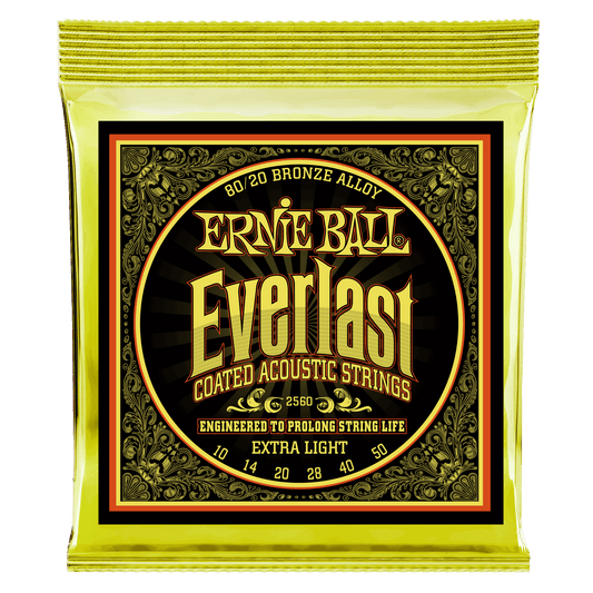 Ernie Ball Everlast Extra Light Coated 80/20 Bronze Acoustic Strings Set - 10-50