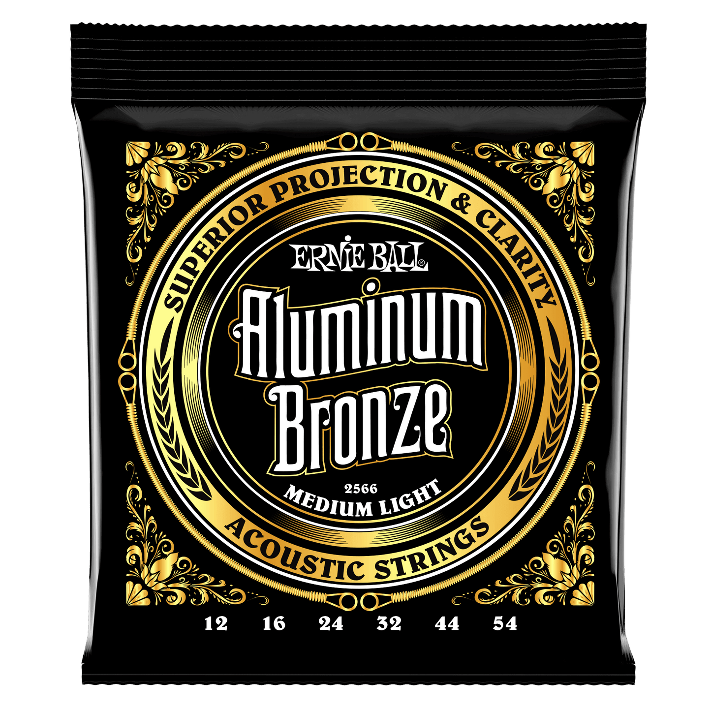 Ernie Ball Medium Light Aluminum Bronze Acoustic Guitar Strings Set - 12-54