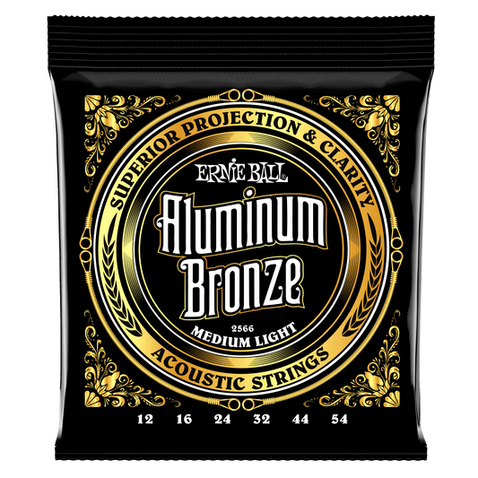 Ernie Ball Medium Light Aluminum Bronze Acoustic Guitar Strings Set - 12-54