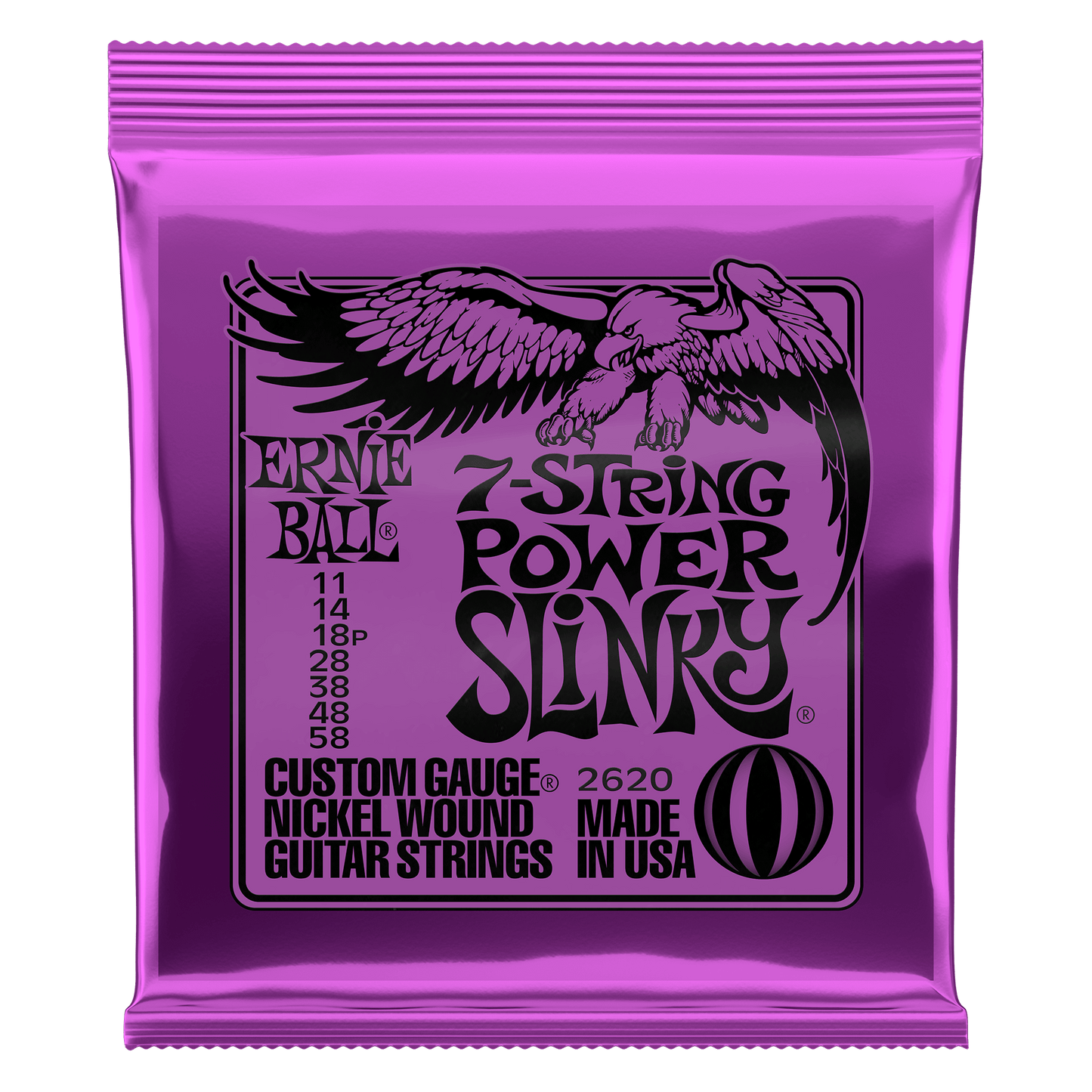 Ernie Ball Power Slinky 7-String Nickel Wound Electric Guitar Strings Set - 11-58