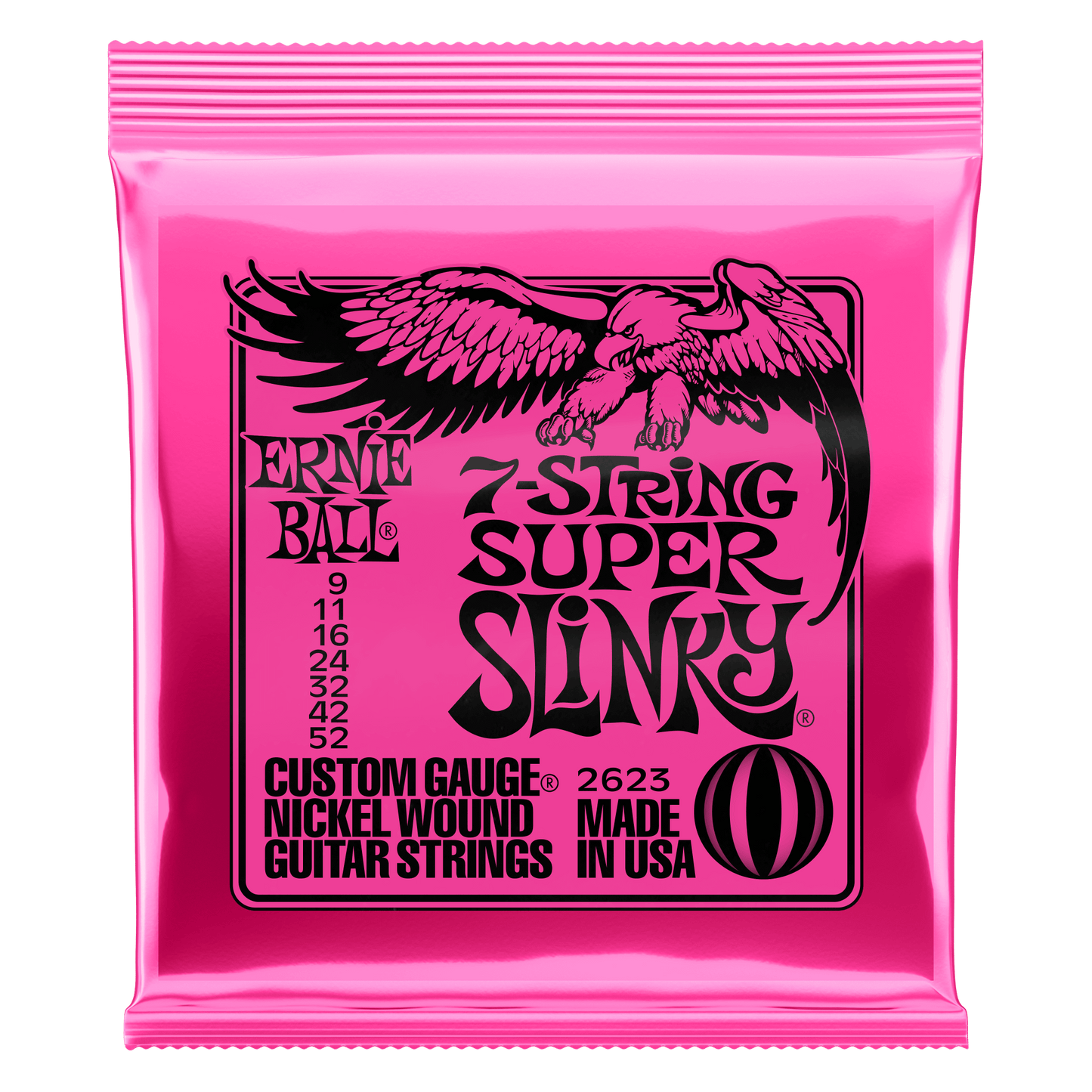 Ernie Ball Super Slinky 7-String Nickel Wound Electric Guitar Strings Set - 9-52