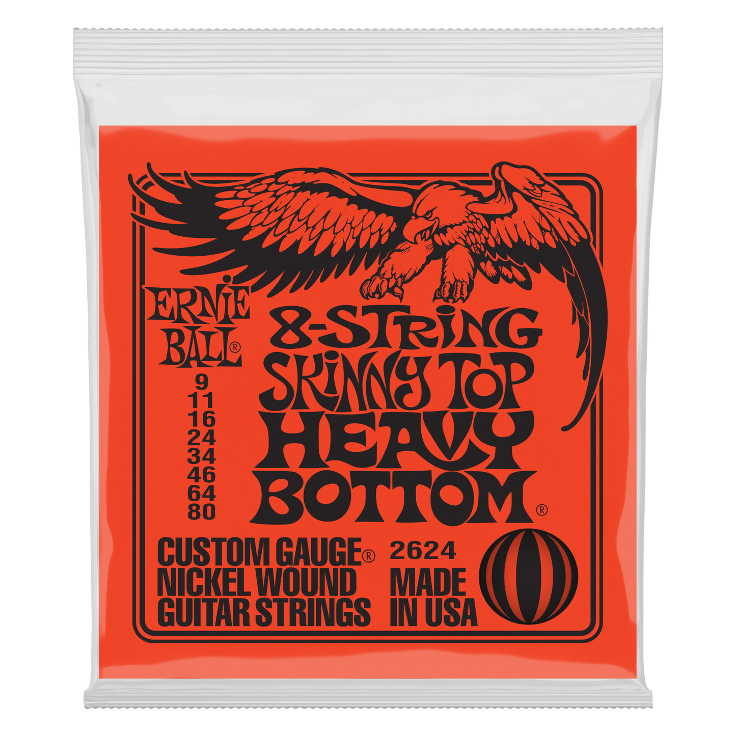 Ernie Ball Skinny Top Heavy Bottom Slinky 8-String Electric Guitar Strings Set - 9-80