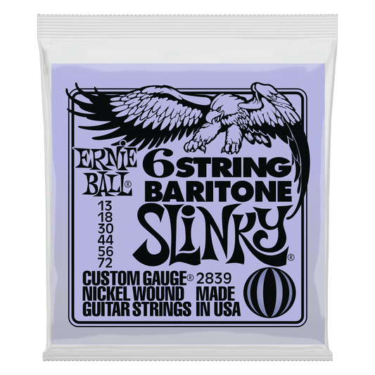 Ernie Ball Slinky 6-String Baritone Guitar 30" Scale Nickel Wound Set- 13-72