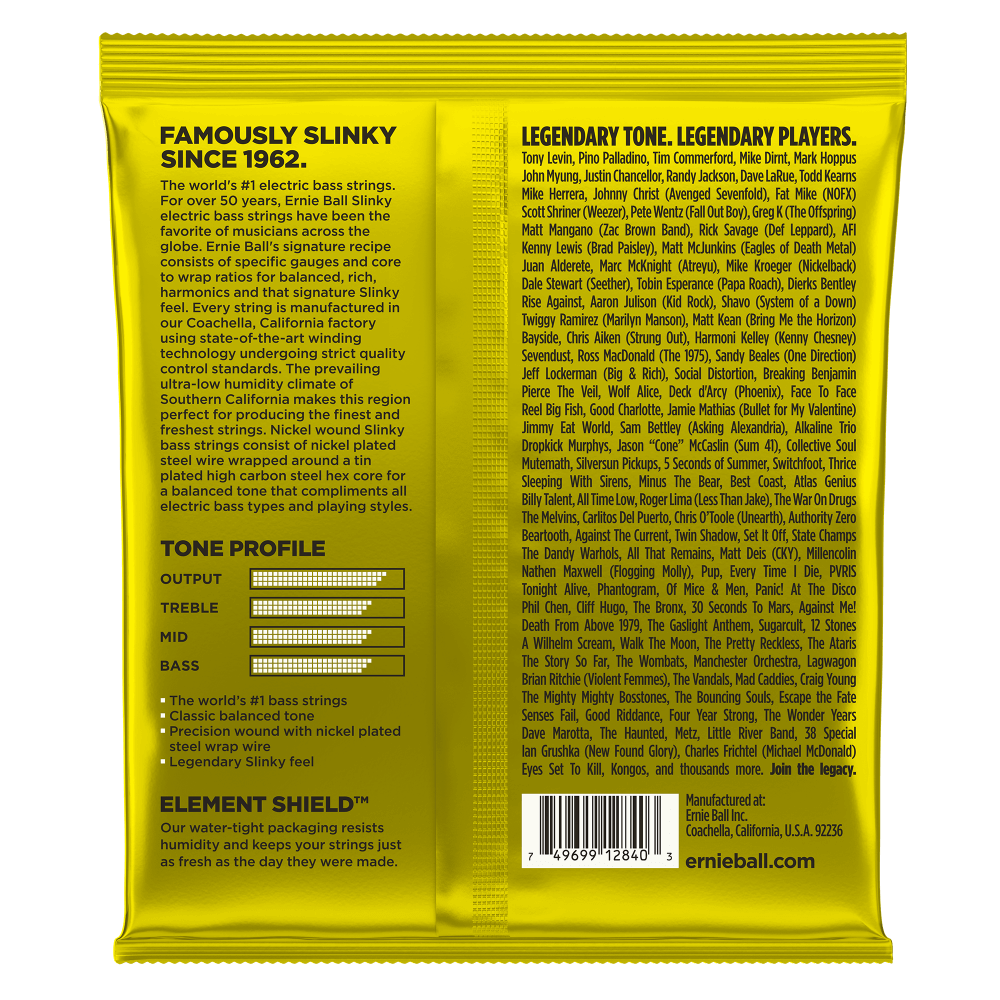 Ernie Ball Beefy Slinky Nickel Wound Electric Bass Strings Set- 65-130