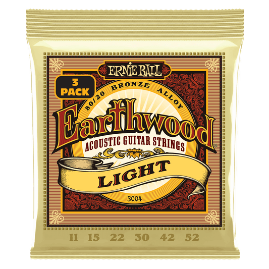 Ernie Ball Earthwood Light 80/20 Bronze Acoustic Guitar Strings - 11-52 -  3-Pack