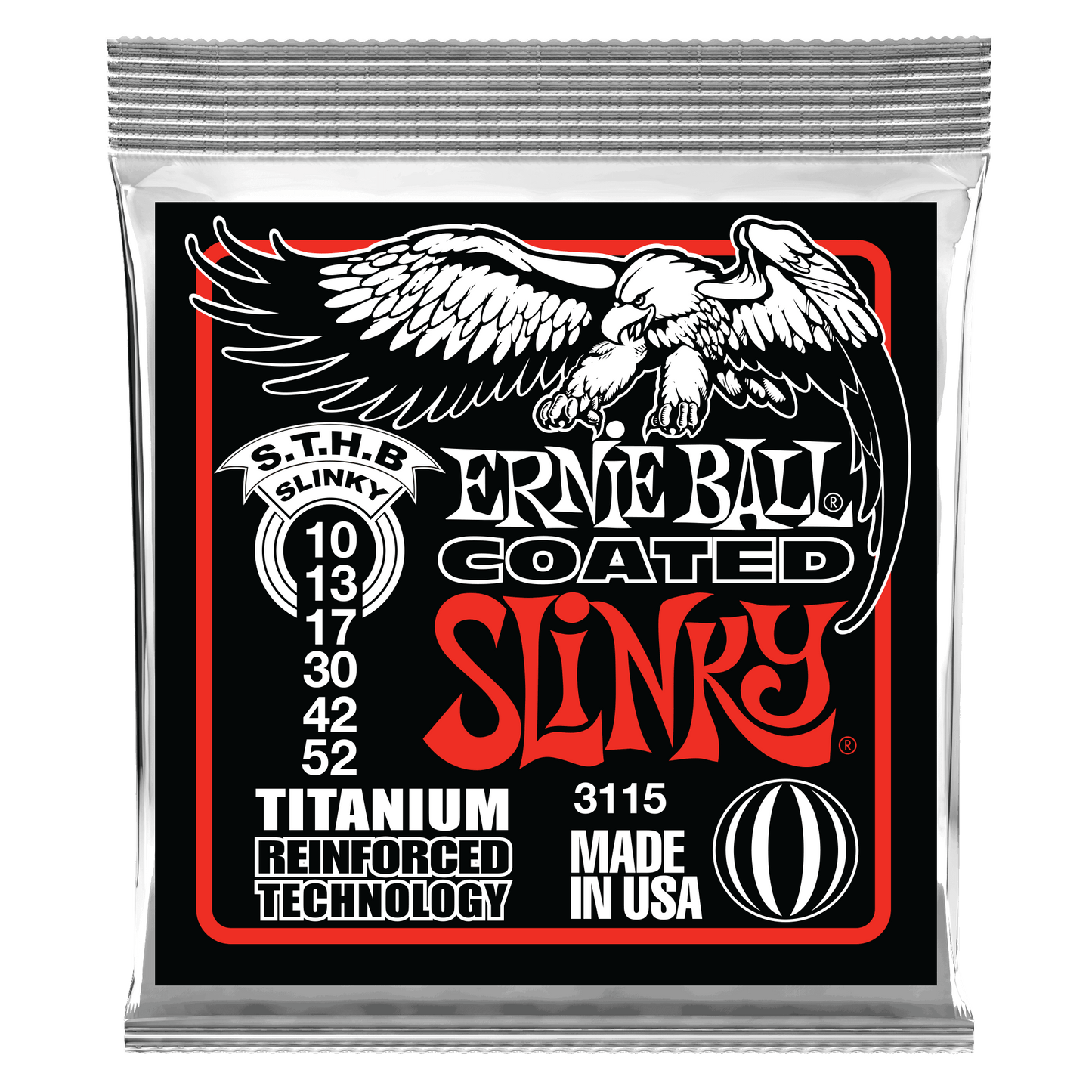 Ernie Ball Skinny Top Heavy Bottom Slinky Coated Titanium RPS Electric Guitar Strings - 10-52
