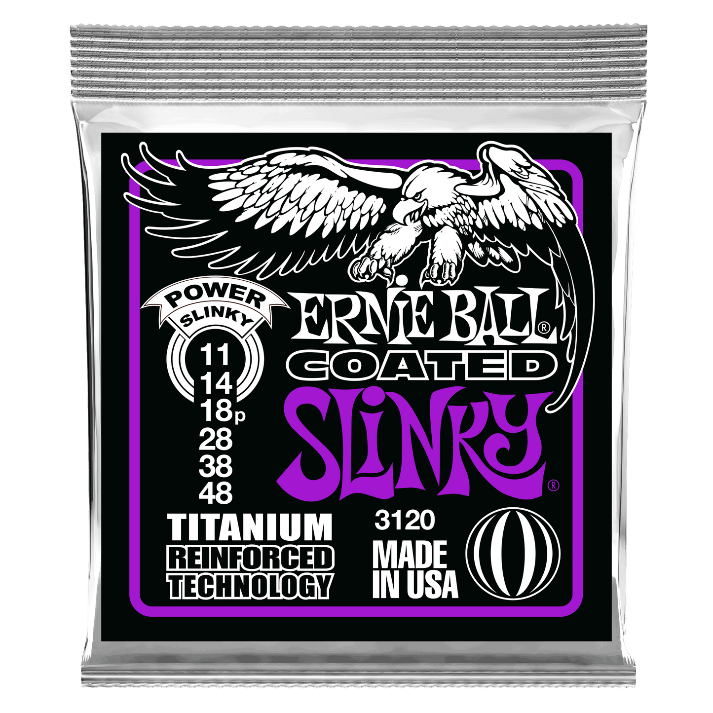 Ernie Ball Power Slinky Coated Titanium RPS Electric Guitar Strings Set - 11-48