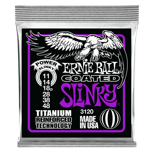 Ernie Ball Power Slinky Coated Titanium RPS Electric Guitar Strings Set - 11-48