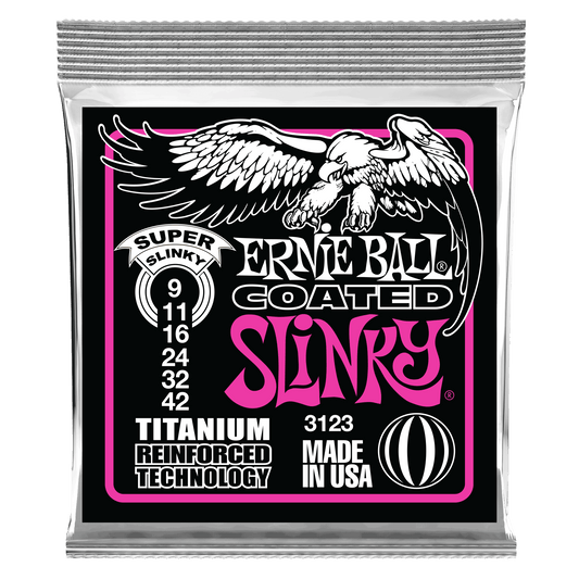 Ernie Ball Super Slinky Coated Titanium RPS Electric Guitar Strings - 9-42
