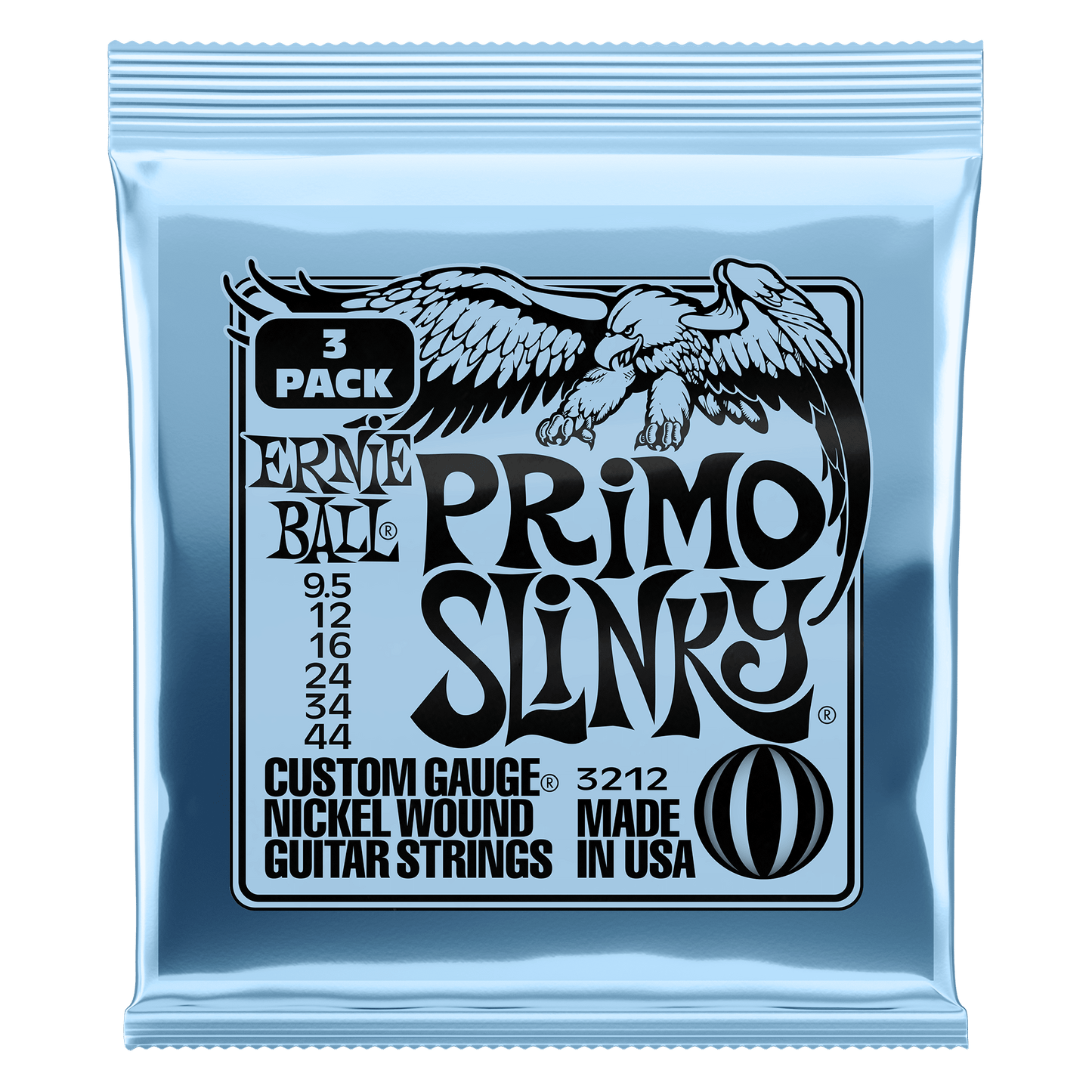 Ernie Ball Primo Slinky Nickel Wound Electric Guitar Strings - 9.5-44 - 3-Pack