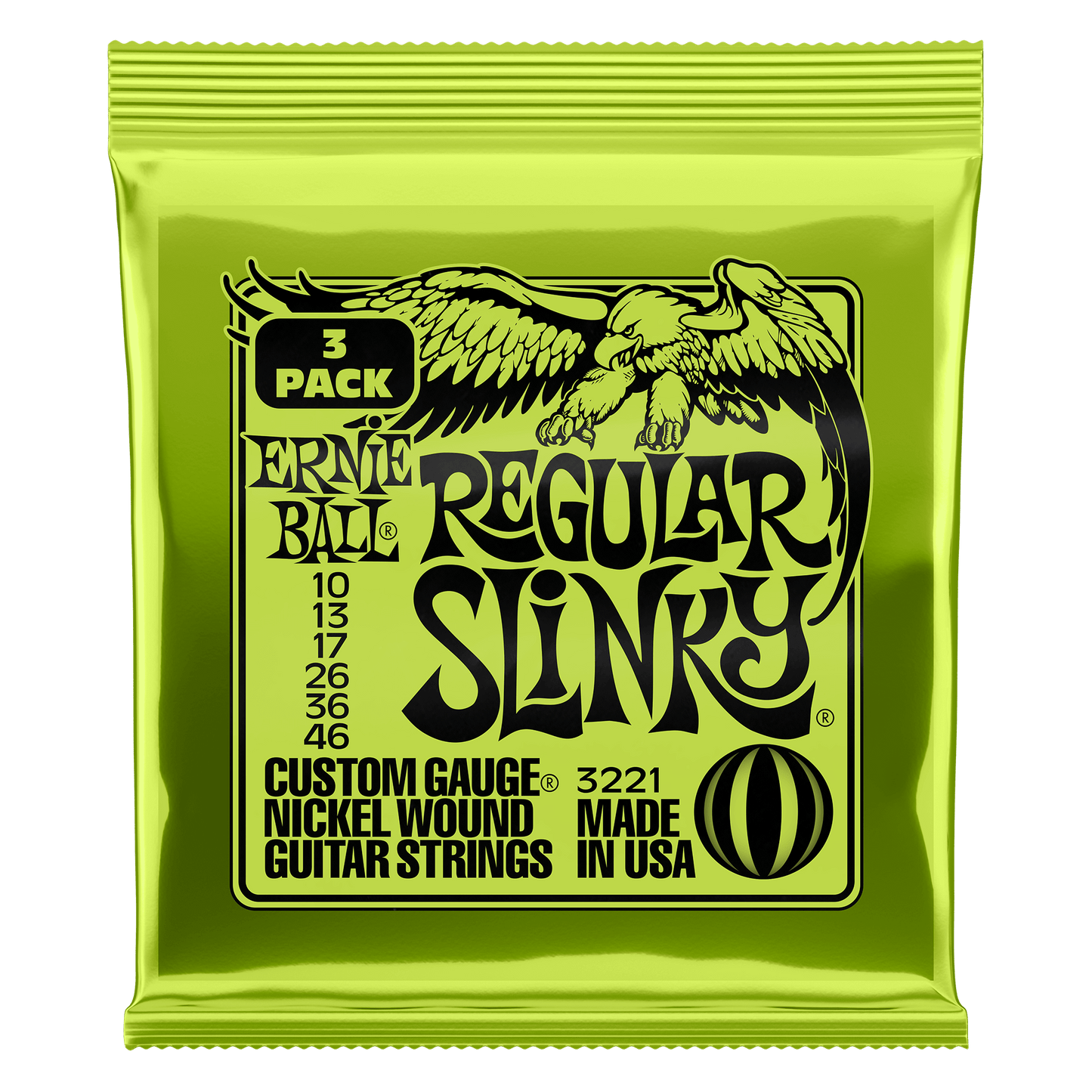 Ernie Ball Regular Slinky Nickel Wound Electric Guitar Strings 10-46 - 3-Pack