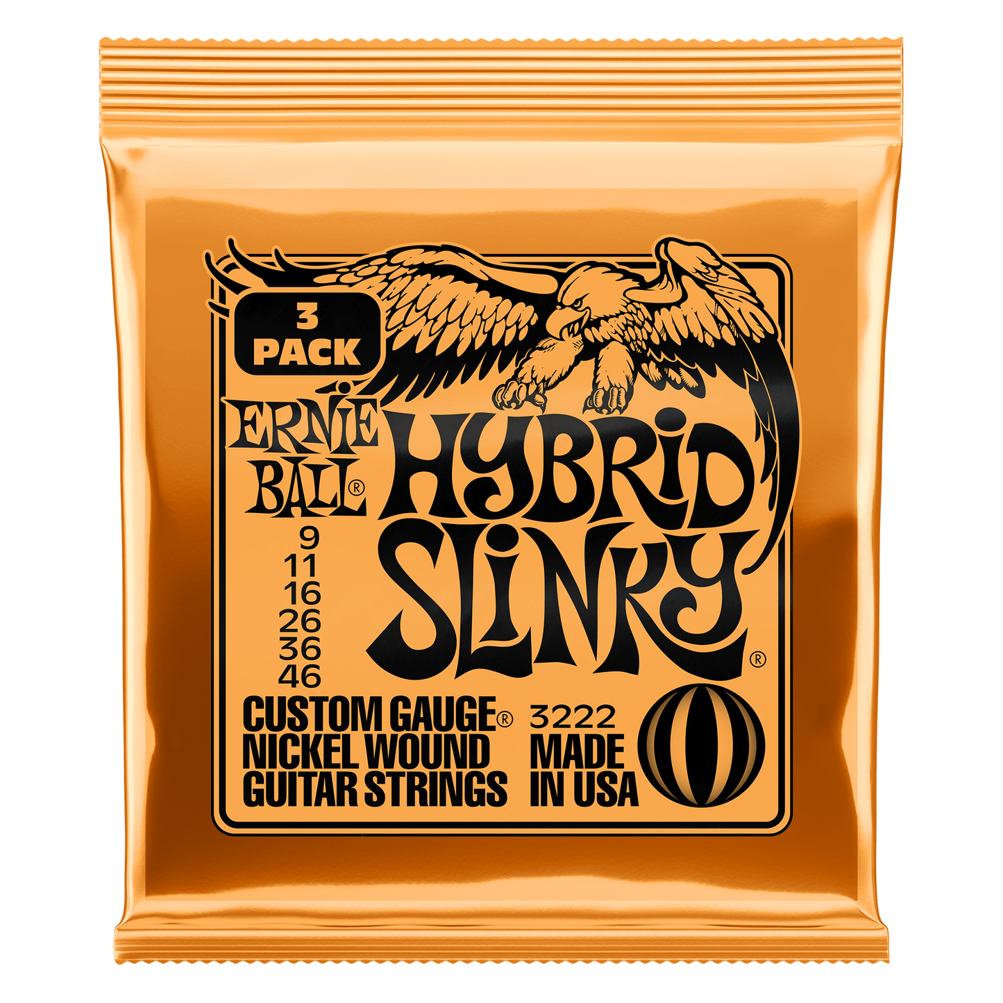 Ernie Ball Hybrid Slinky Nickel Wound Electric Guitar Strings Set - 9-46 / 3-Pack