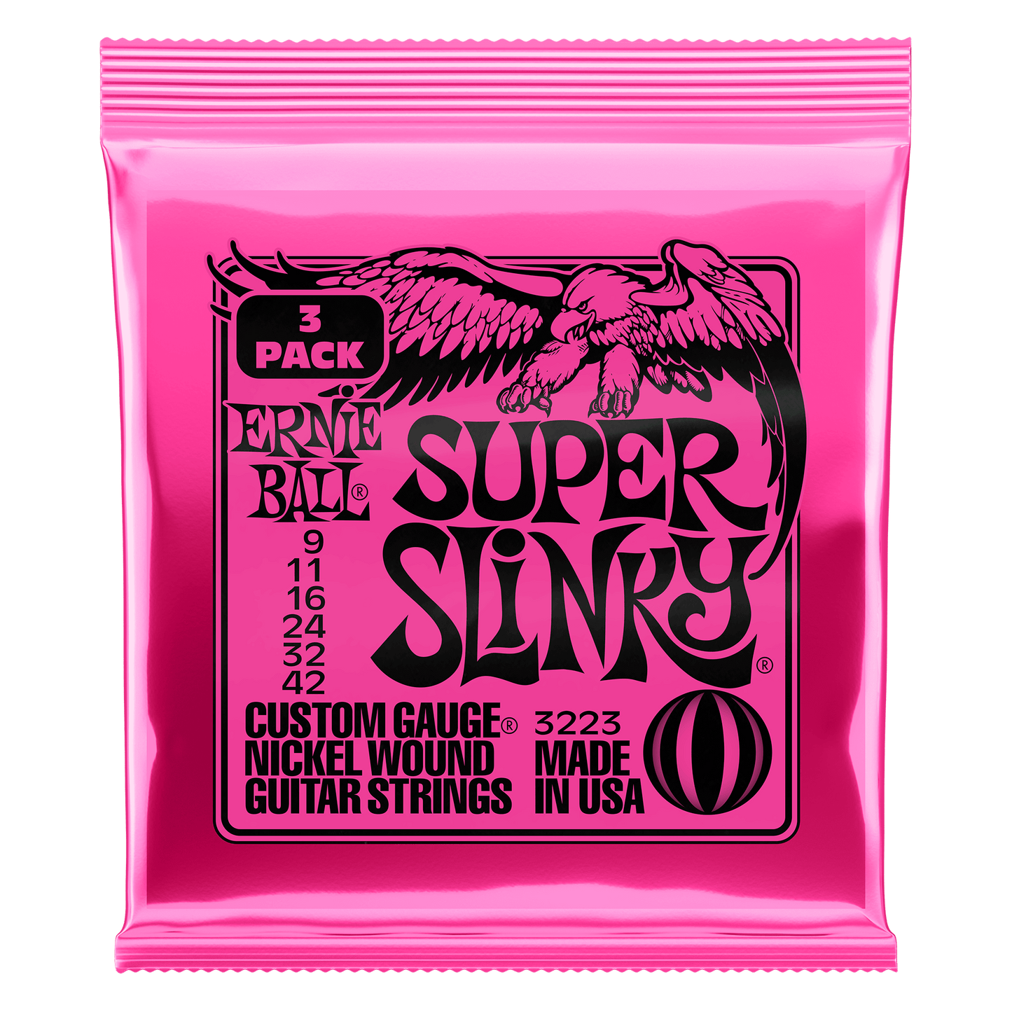Ernie Ball Super Slinky Nickel Wound Electric Guitar Strings Set - 9-42 / 3-Pack