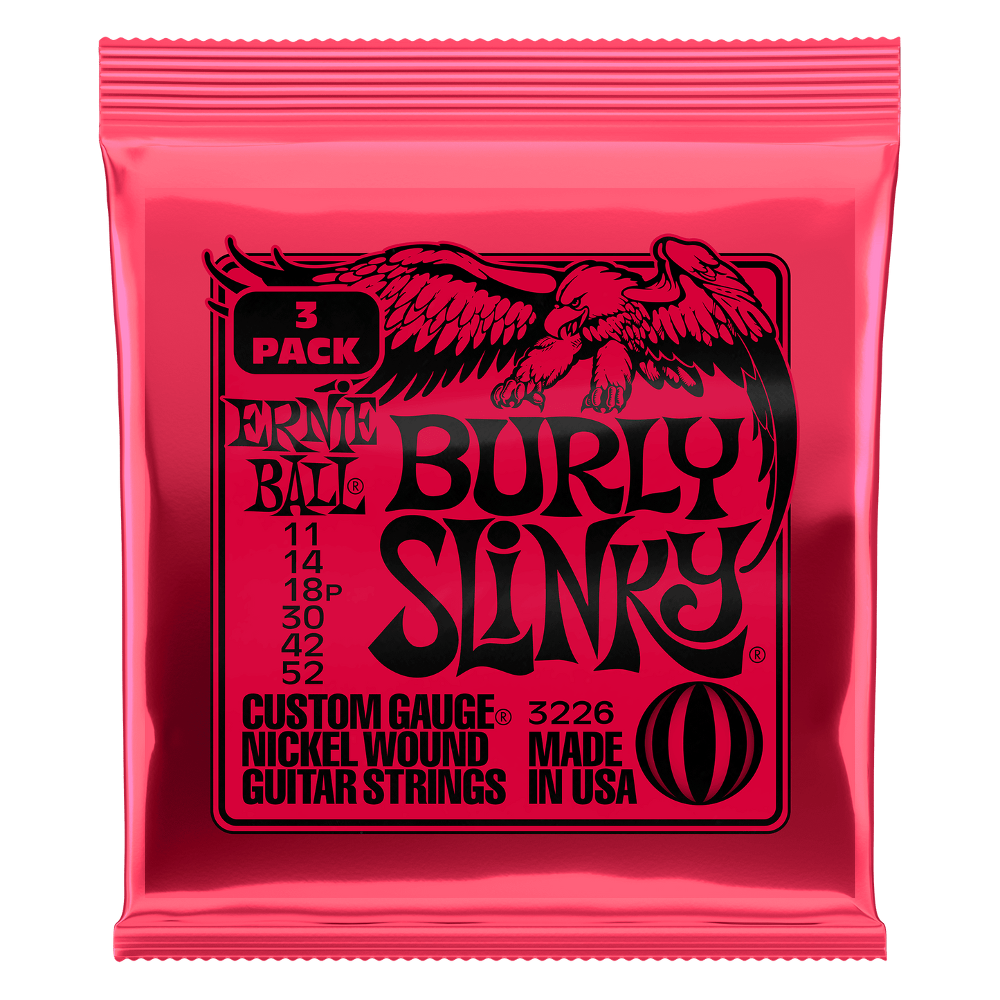 Ernie Ball Burly Slinky Nickel Wound Electric Guitar Strings Set -11-52 / 3-Pack