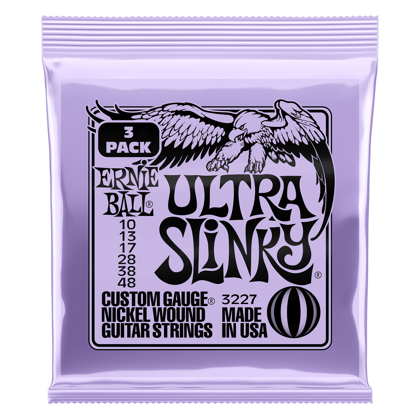 Ernie Ball Ultra Slinky Nickel Wound Electric Guitar Strings Set - 10-48 / 3-Pack