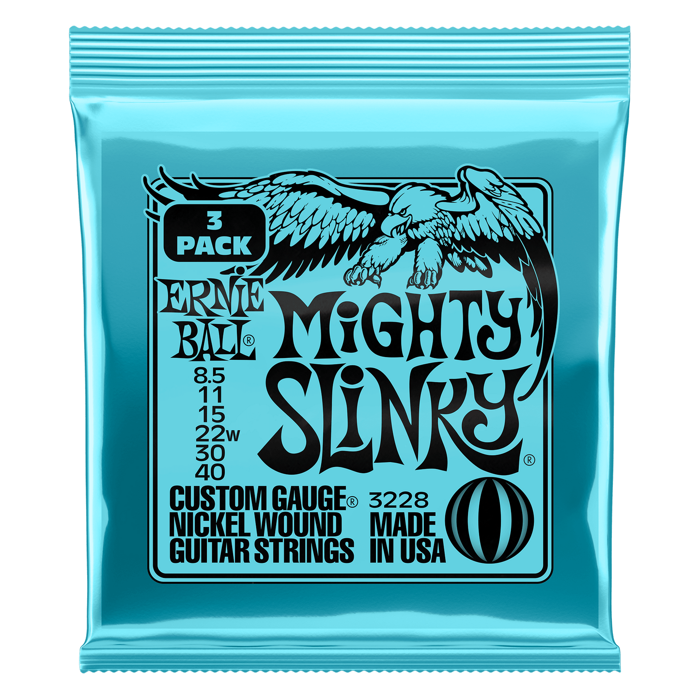 Ernie Ball Mighty Slinky Nickel Wound Electric Guitar Strings Set -  8.5-40 / 3-Pack