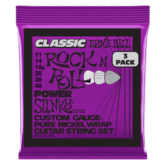 Ernie Ball Power Slinky Classic Rock n Roll Pure Nickel Electric Guitar Strings Set - 11-48 /3-Pack