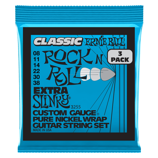 Ernie Ball Extra Slinky Classic Rock n Roll Pure Nickel Electric Guitar Strings Set  8-38 / 3-Pack