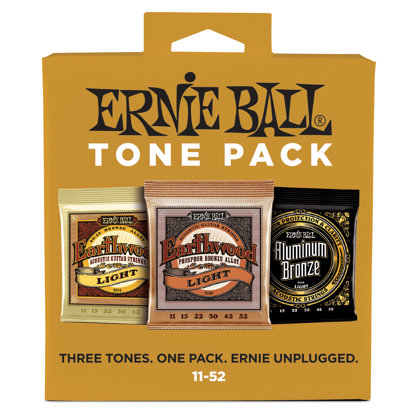 Ernie Ball Light Acoustic Guitar String Tone Pack - 11-52 - 3-Pack