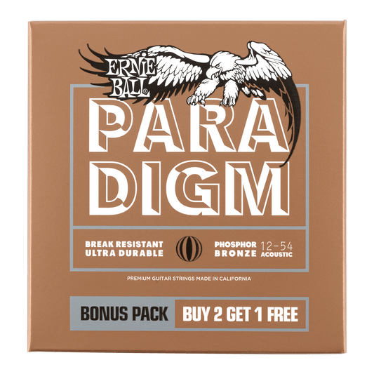 Ernie Ball Paradigm Medium Light Phosphor Bronze Acoustic Guitar Strings 12-54  - 3 Pack