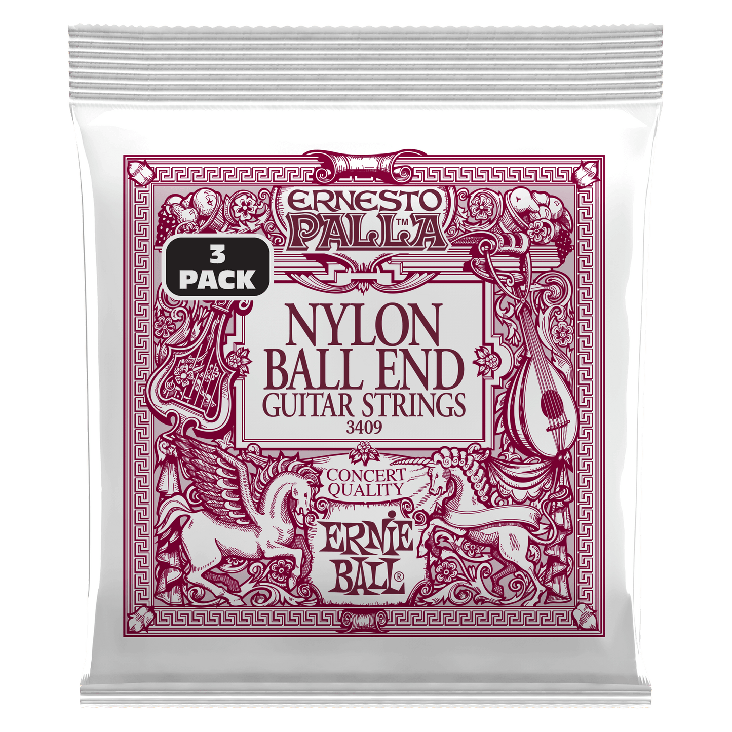 Ernesto Palla Black and Gold Ball End Nylon Classical Gtr Strings - 3 Pack