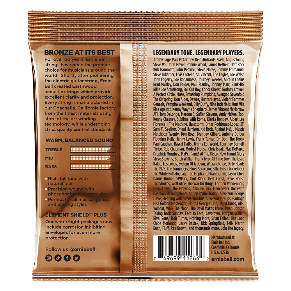 Earthwood Light Phosphor Bronze Acoustic Guitar Strings - 11-52 - 3 Pack