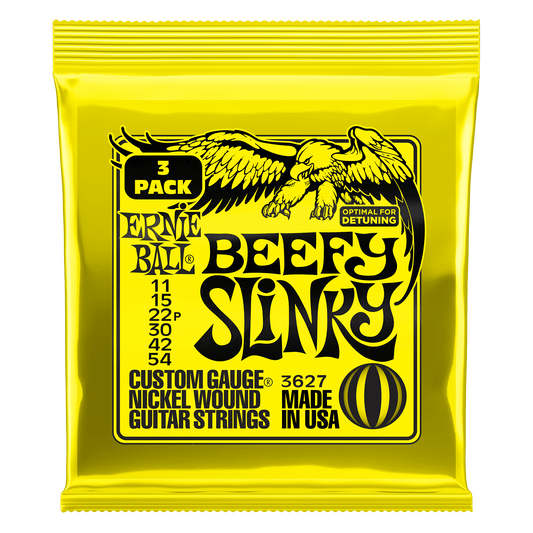 Ernie Ball Beefy Slinky Nickel Wound Electric Guitar Strings - 11-54 - 3 Pack