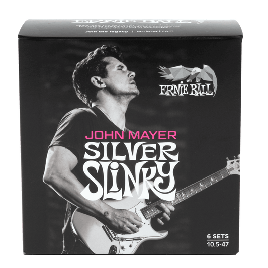 Ernie Ball John Mayer Signature Silver Slinky Nickel Wound Electric Guitar Strings Set - 10.5-47 - 6 Pack