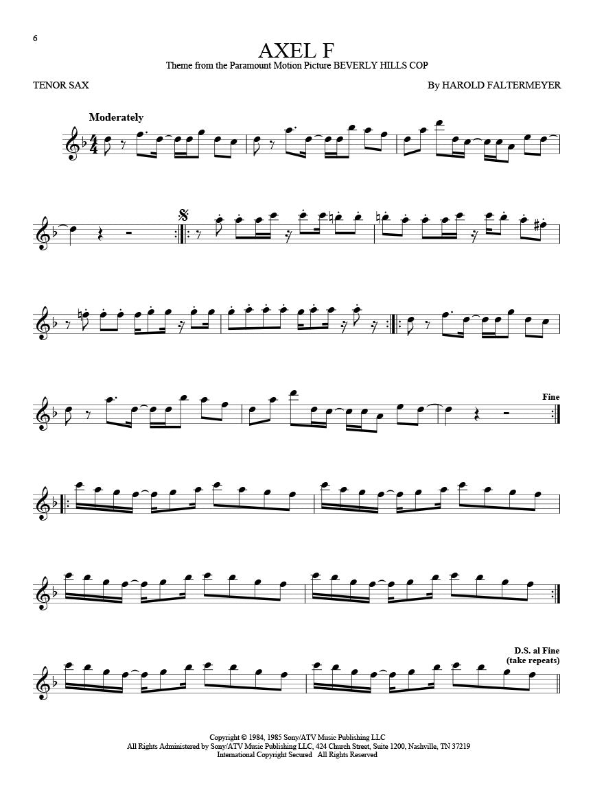 101 Movie Hits For Tenor Saxophone Book