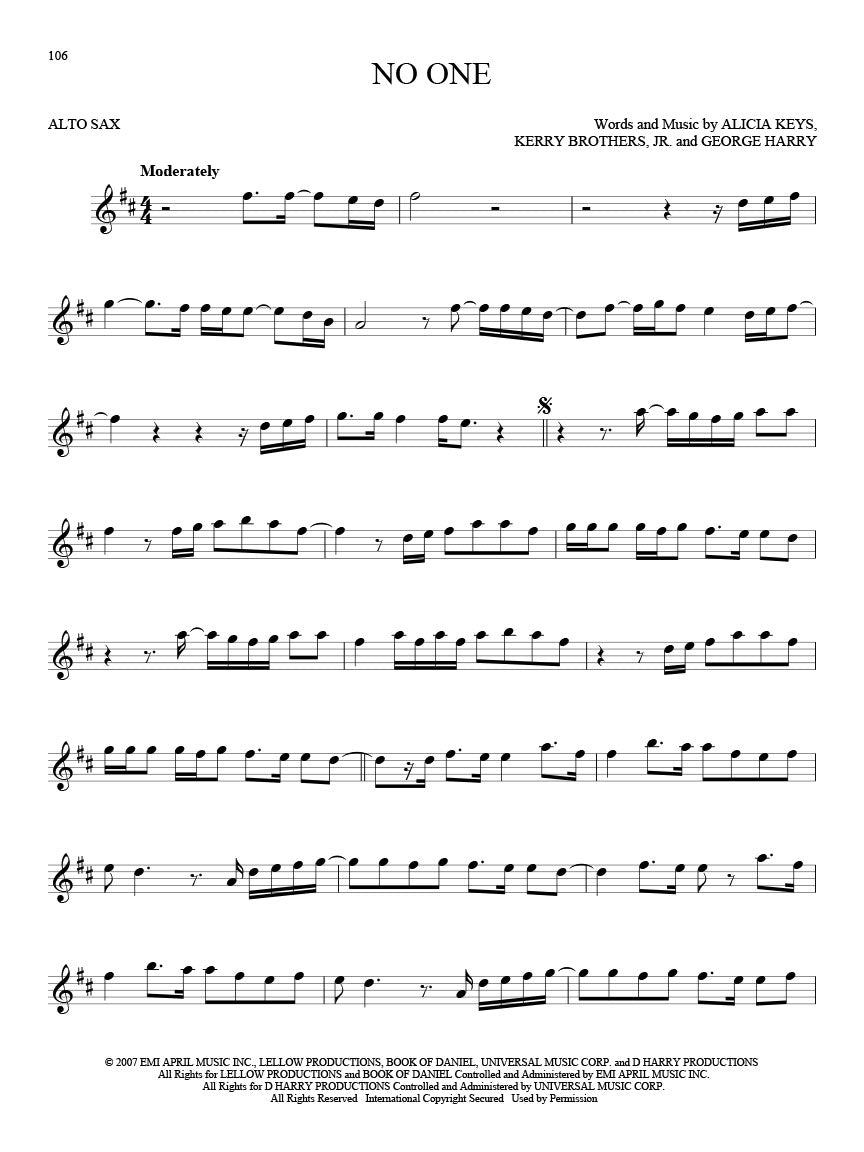 101 Hit Songs For Alto Saxophone Book
