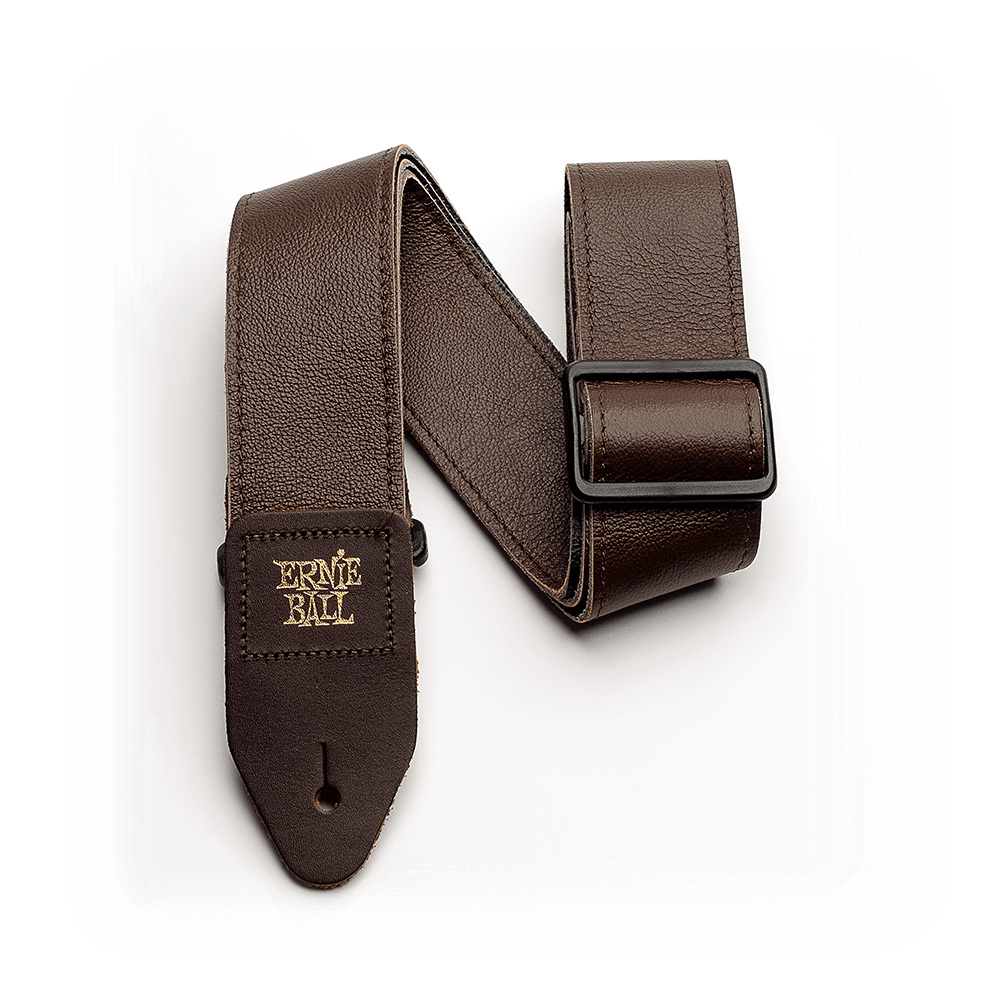 Ernie Ball Premium 2 inch Tri-Glide Italian Leather Guitar/Bass Strap - Brown
