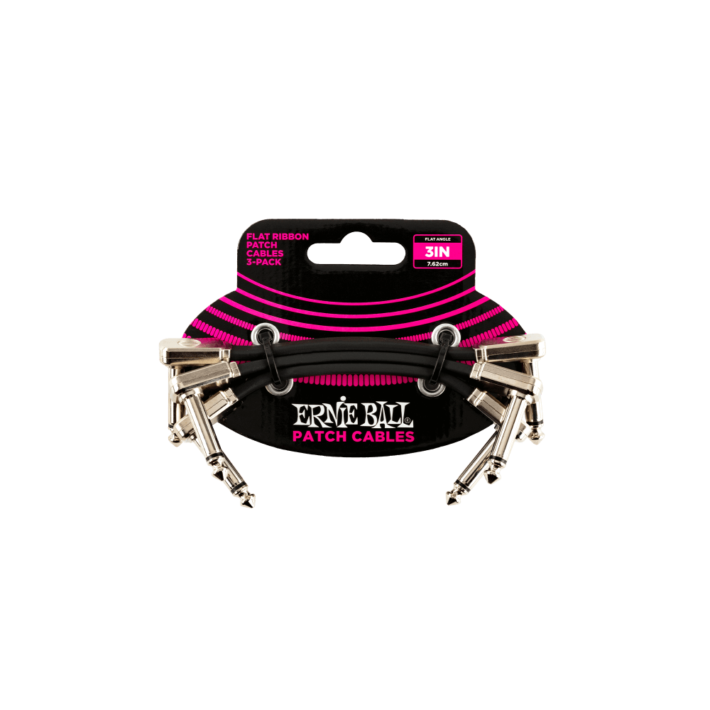 Ernie Ball 3 inch Flat Ribbon Patch Cable 3-Pack