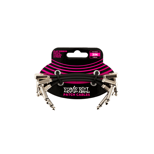 Ernie Ball 3 inch Flat Ribbon Patch Cable 3-Pack