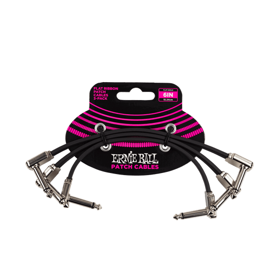 Ernie Ball 6 inch Flat Ribbon Patch Cable 3-Pack