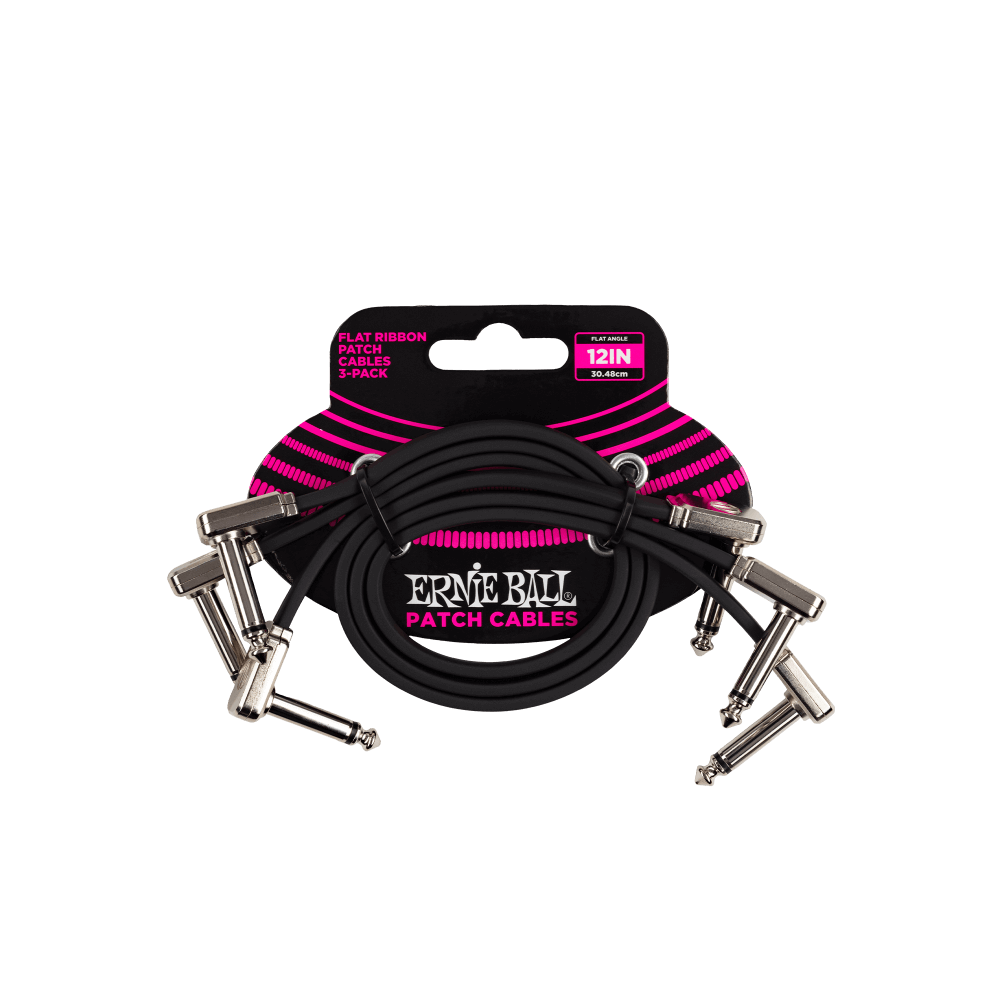 Ernie Ball 12 inch Flat Ribbon Patch Cable 3-Pack