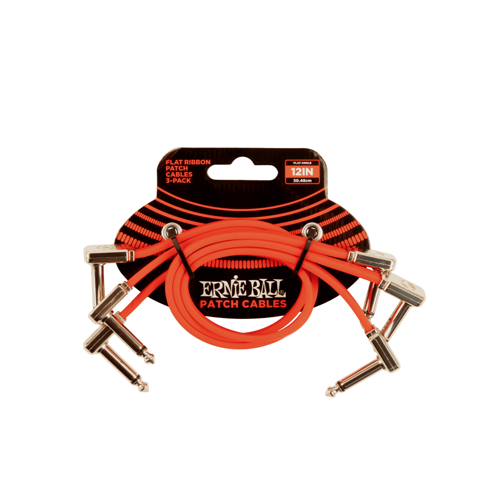 Ernie Ball 12 inch Flat Ribbon Patch Cable Red 3-Pack