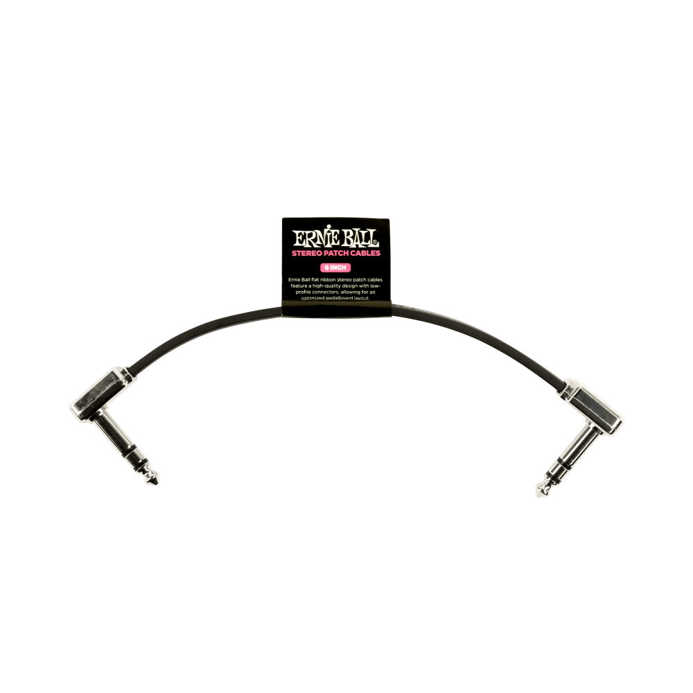 Ernie Ball 6" Flat Ribbon Stereo Patch Cable Black