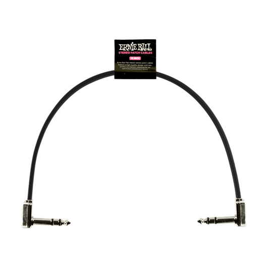 Ernie Ball 12" Flat Ribbon Stereo Patch Cable Black