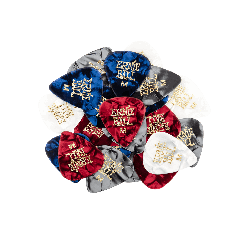 Ernie Ball Medium Assorted Color Pearloid Cellulose Picks bag of 144