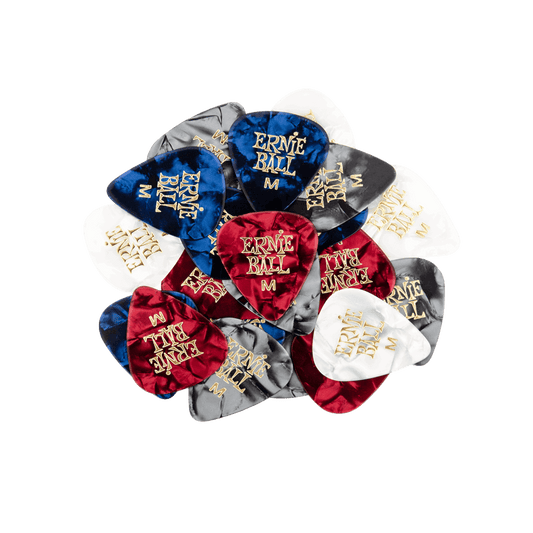 Ernie Ball Medium Assorted Color Pearloid Cellulose Picks bag of 144