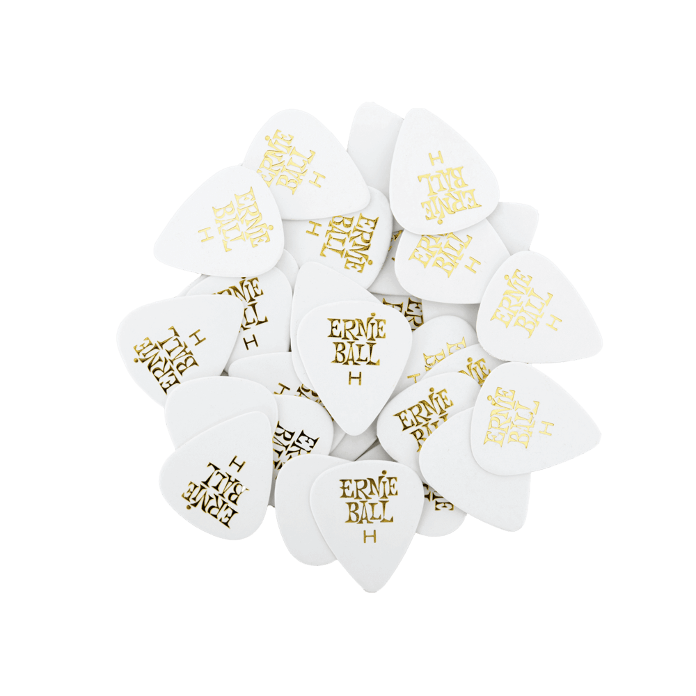 Ernie Ball Heavy White Cellulose Picks, bag of 144