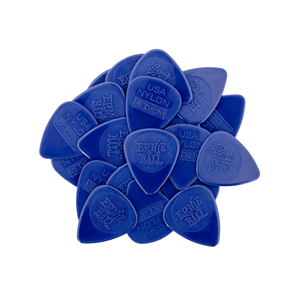 Ernie Ball 50-Piece Medium Injection Molded Nylon Guitar Picks Bag, 0.72mm Size - Dark Blue
