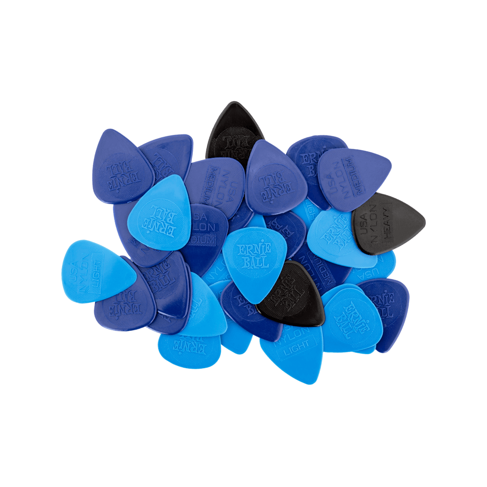 Ernie Ball Mixed Thickness Nylon Picks Bag of 50, Thin, Medium and Heavy