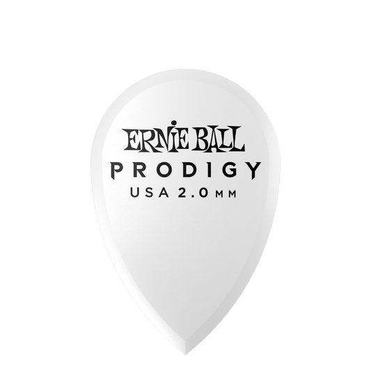 Ernie Ball 2.0 mm Teardrop Prodigy Picks - White - 6-Pack