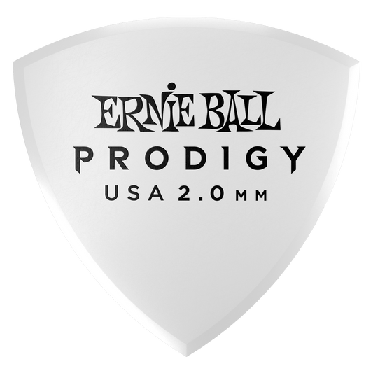 Ernie Ball 2.0 mm Large Shield Prodigy Picks - White - 6-Pack