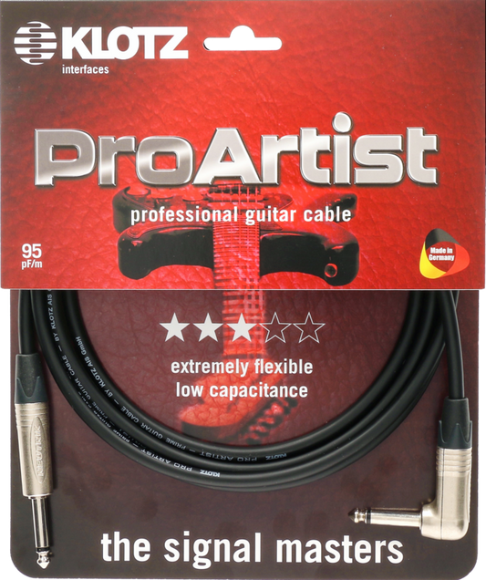 Klotz PRON-PR Pro Artist Professional Guitar Cable With Right Angled Neutrik Jacks  - 6m