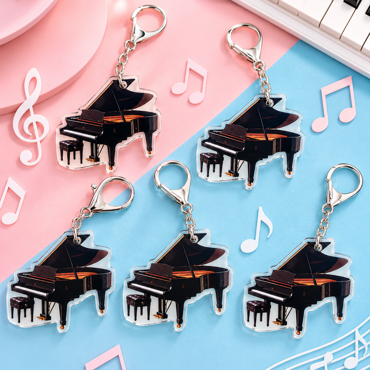 Acrylic Vintage Grand Piano Keyring Teacher Bundle (5 Piece Set)