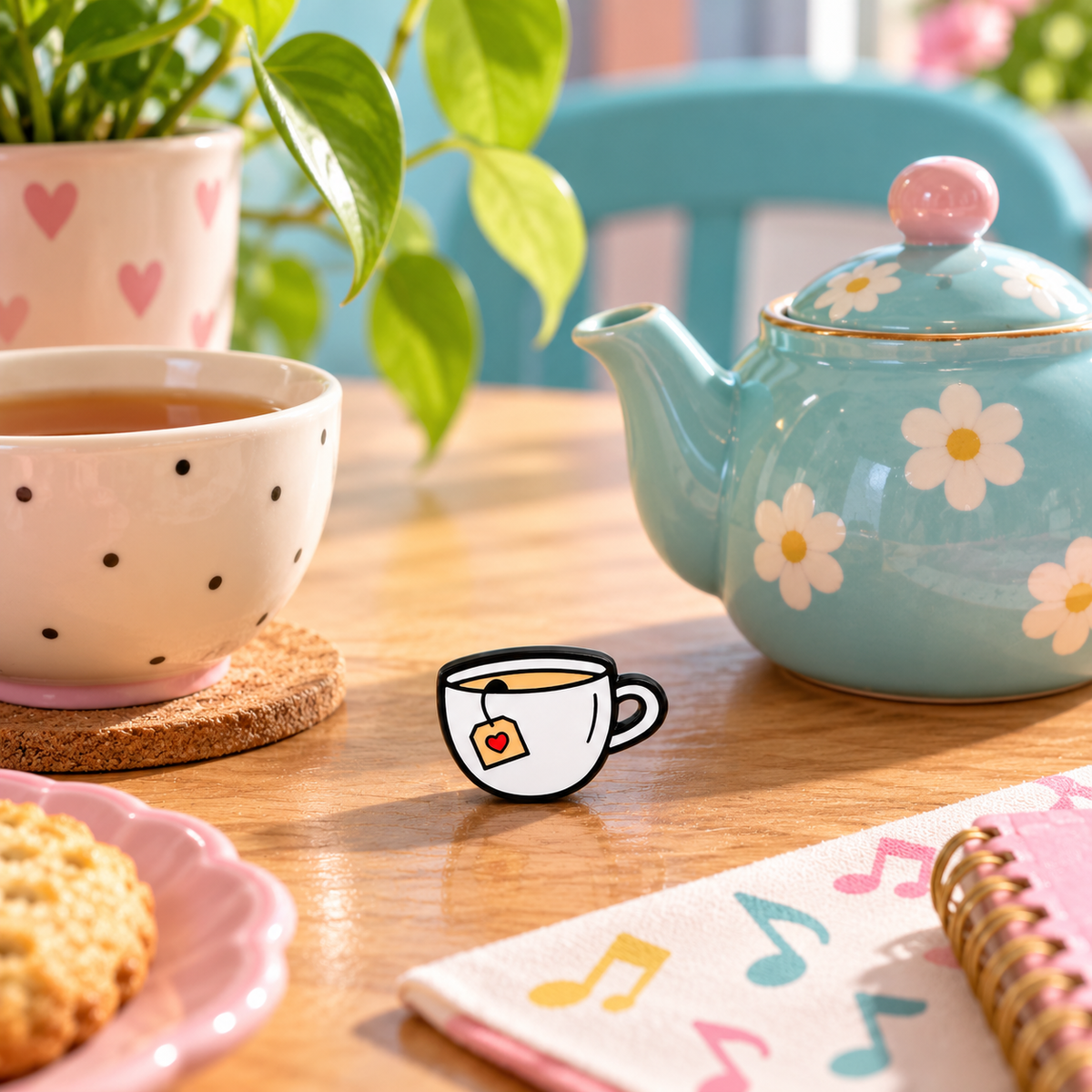 Sundry & Sound Co- Mini White Teacup Enamel Pin