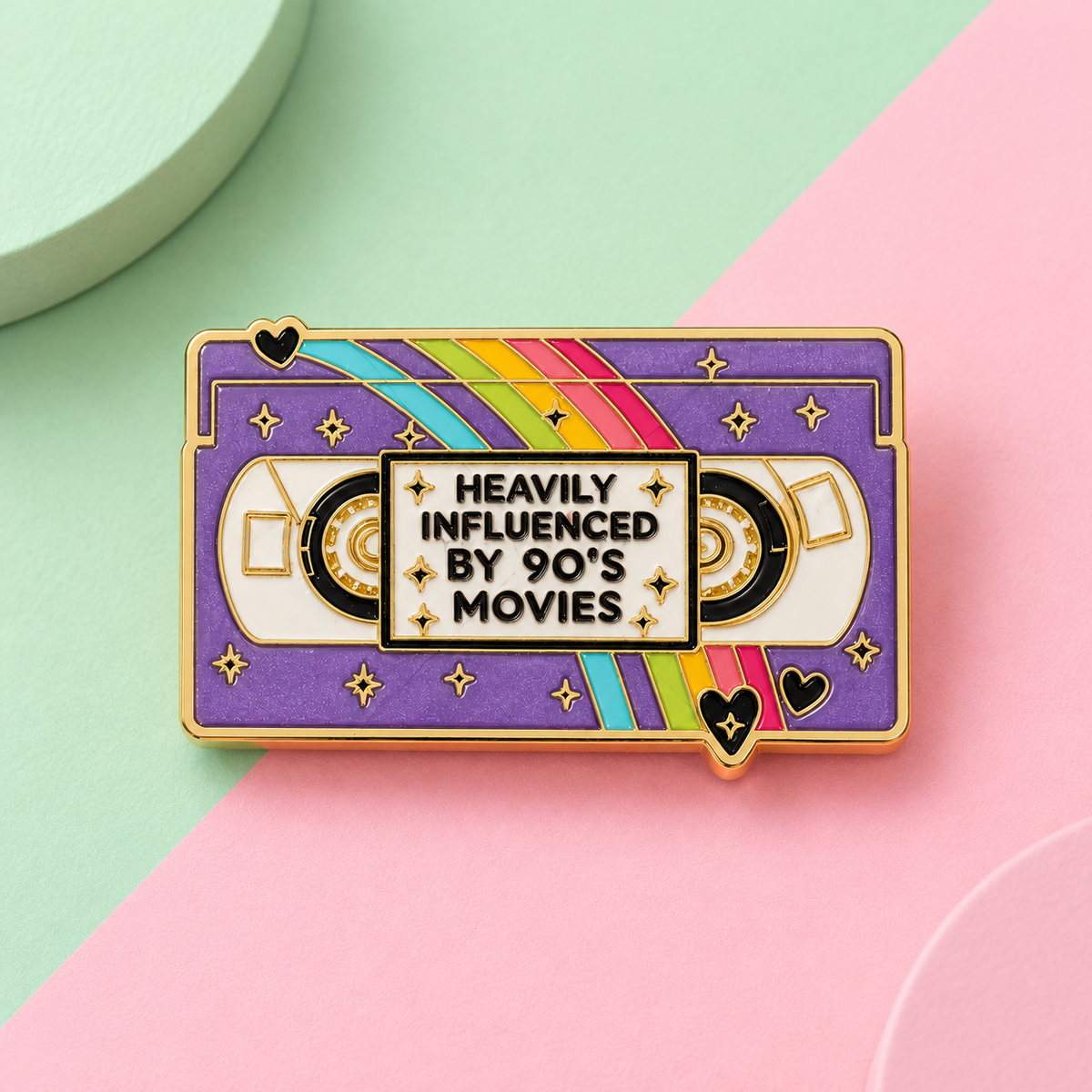 Heavily Influenced by 90's Movies VHS Enamel Pin – Retro Cassette Enamel Badge