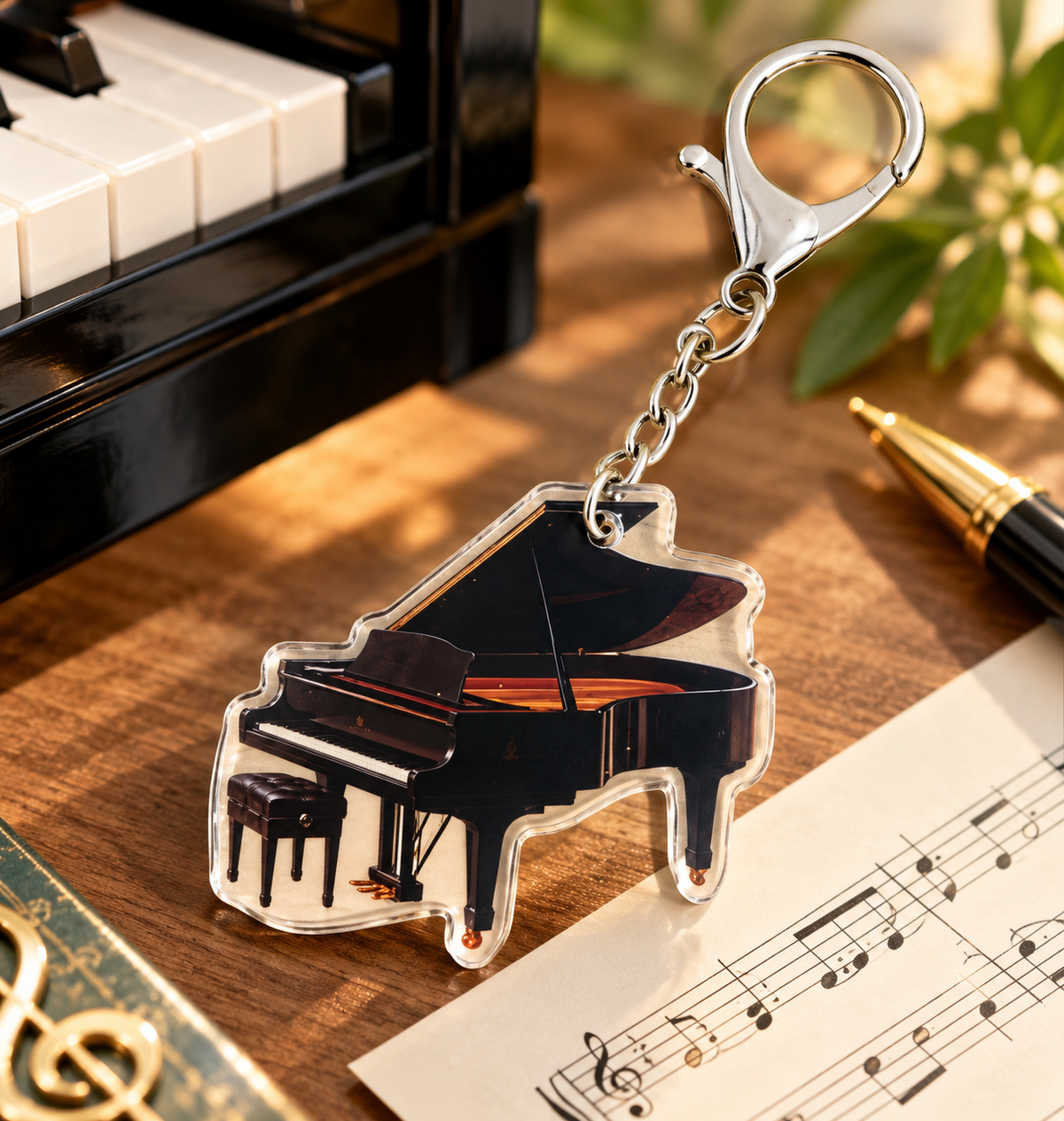 Acrylic Vintage Grand Piano Keyring